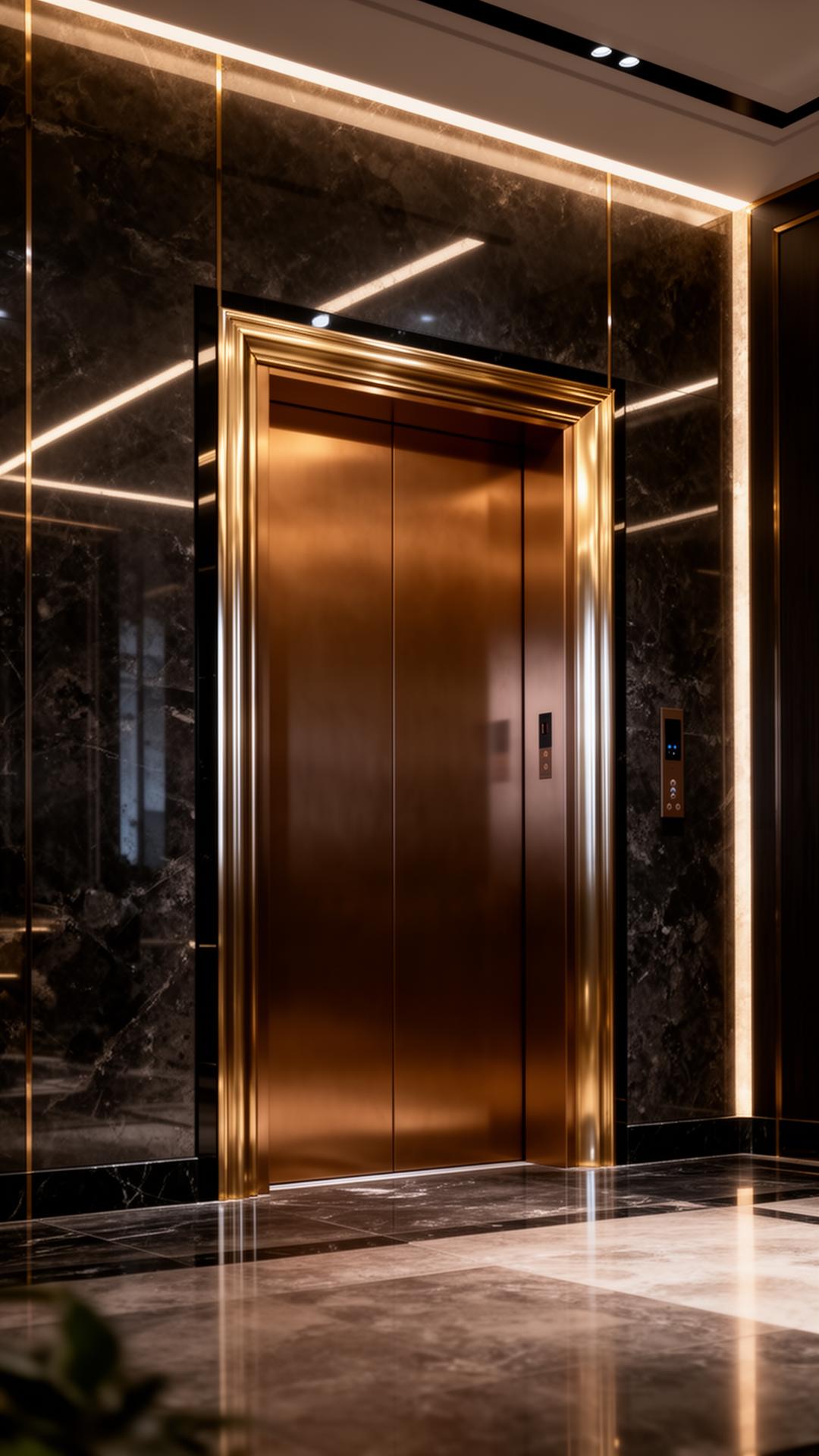 Luxury bronze elevator portal